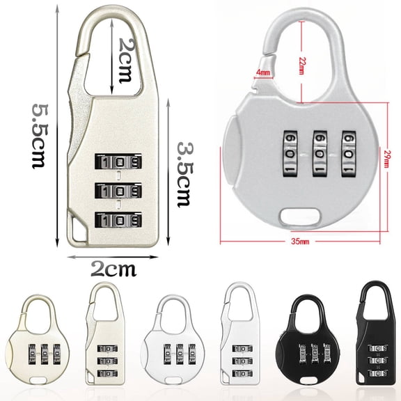 Clearance Under $1.39! 1PC 3-Digit Combination Padlock, Keyless Luggage Lock for Suitcases & Lockers, Metal, for Travel & Gym, (One Size, Black)