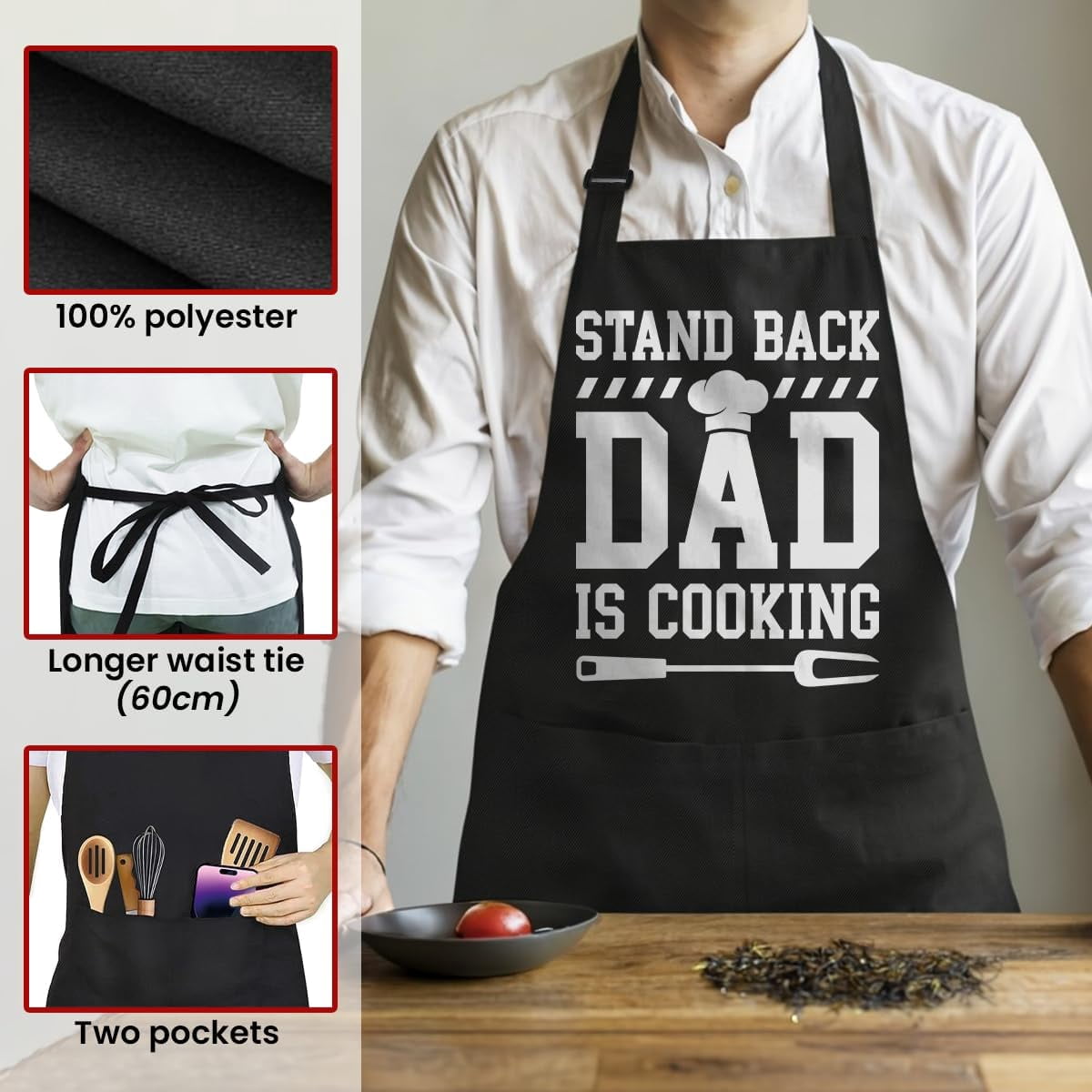 Funny Apron for Dad - Birthday Father’s Day Cooking Grilling Gifts for Mens