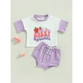 thumbnail image 2 of Wassery Baby Girls Summer Clothes 6 12 18 24 Infant Girls Fruit Letter Print Short Sleeve T-shirt and Elastic Casual Shorts Set 2Pcs Casual Street Party Outfit, 2 of 9