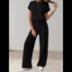 thumbnail image 4 of Traje Informal de Dos Piezas para Mujer, para Viajes y Vacaciones de Verano, con Corta y Pantalones Anchos. Negro XL, 4 of 7