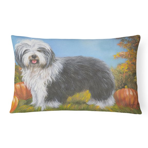 Old English Sheepdog Ocotoberfest Canvas Fabric Decorative Pillow