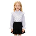 thumbnail image 6 of Mnyotv Lace Ruffle T Shirts for Girls Long Sleeve School Uniform Button Down Shirt Long Sleeve Kids Outfits Size 10-11Y, 6 of 8