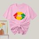 thumbnail image 4 of Camiseta de Cuello Redondo Impresa Nueva Moda Casual de Manga Corta de las Mujeres, Mezcla Ligera de Poliéster para la Primavera, 4 of 6