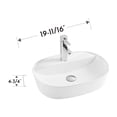 thumbnail image 4 of DAX Ceramic Oval Bathroom Vessel Basin, 20", White Matte, 4 of 4
