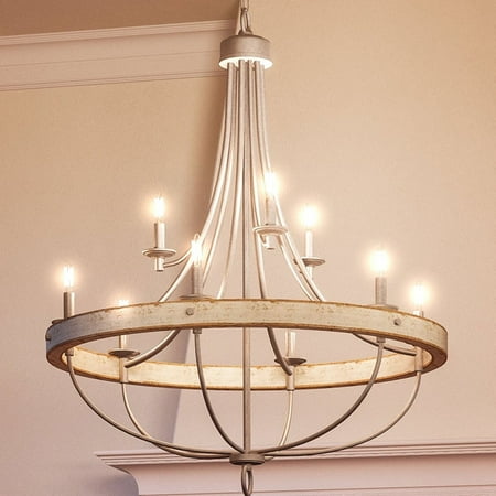 

Luxury Farmhouse Indoor Chandelier 40.5 H x 35.25 W with French Country Style Elements Tudor Design Galvanized Steel Finish UHP2902