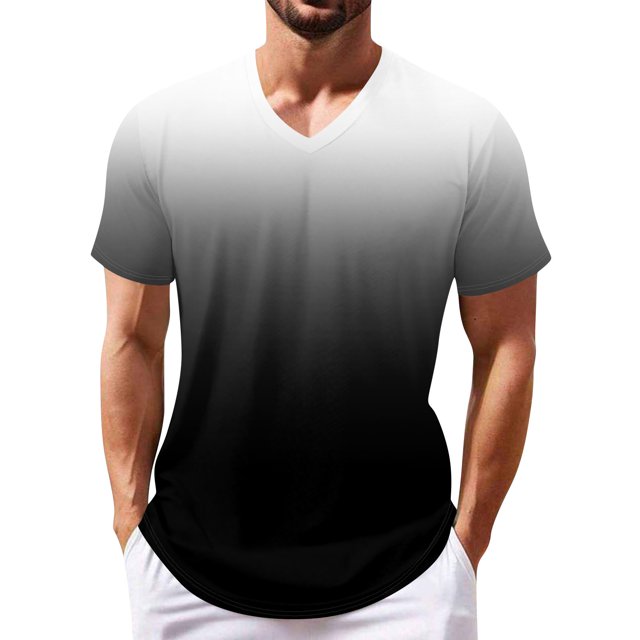Summer Men's Popular T-shirt Printed V-neck Short Sleeved T-shirtXL