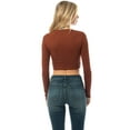 thumbnail image 7 of Made by Olivia Women's Solid Long Sleeve Round Neck Crop T Shirt Top, 7 of 7