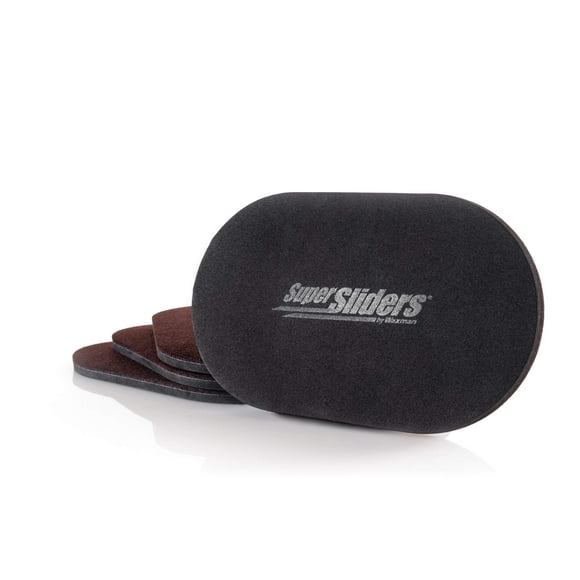 Super Sliders 5 3/4" x 9 1/2" Oval Reusable Furniture Sliders for Hard Surfaces - Effortless Moving and Surface Protection, Brown (4 Pack)