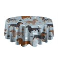 thumbnail image 5 of Cute Dachshund and Dog Footprint Round Tablecloth 60"x60",Wrinkle Wipeable Table Cloth for Kitchen Dining Room Picnic Patio Party, 5 of 6