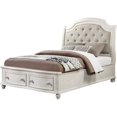 thumbnail image 1 of ACME Jaqueline Queen Bed  in Light Gray Linen and Antique White, 1 of 6