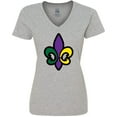 thumbnail image 3 of Inktastic Fleur De Lis Mardi Gras Holiday Women's V-Neck T-Shirt, 3 of 5