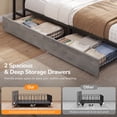 thumbnail image 6 of Queen Size Corner Bed Frame with Storage Bookcase,Queen Daybed with Charging Station and Led Lights,Metal Platform Bed Frame with Storage Drawers Underneath for Living Room,Bedroom & Guest Room,Gray, 6 of 8