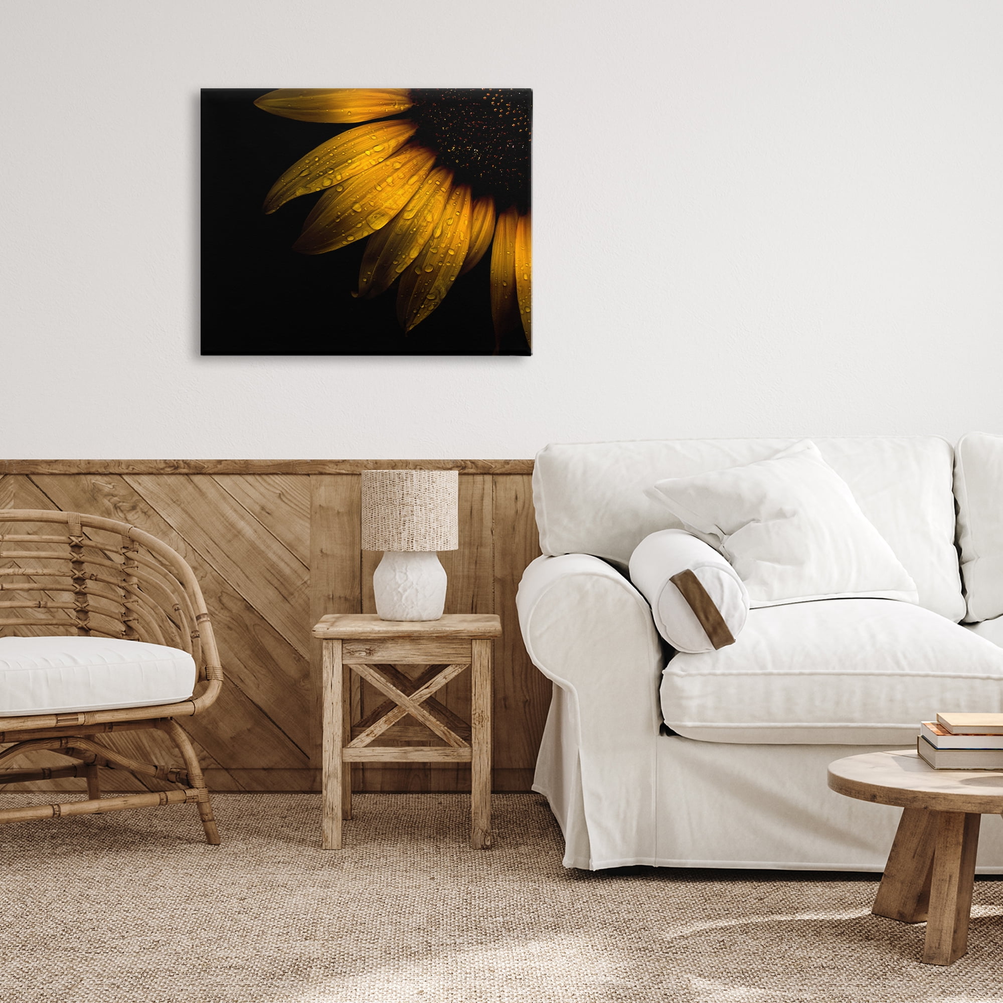 Water Droplets on Sunflower Canvas Wall Art, design by Brian Carson Photography