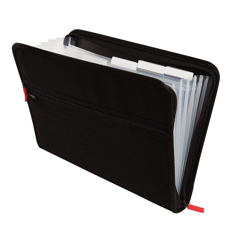 Black 1 Pack 13 Pockets Filexec Soft Touch Padded Canvas Window Expanding File 46227-8