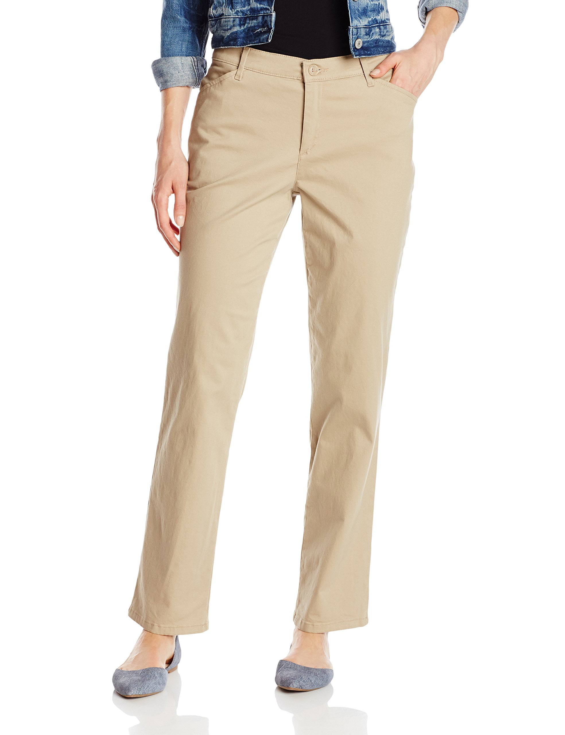 lee women's relaxed fit all day straight leg pant, flax, 14 short ...