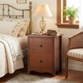 thumbnail image 5 of Ktaxon Solid Wood Nightstand with 2 Drawer Traditional Farmhouse Nightstand Bedside Table End Table, Brown, 5 of 8