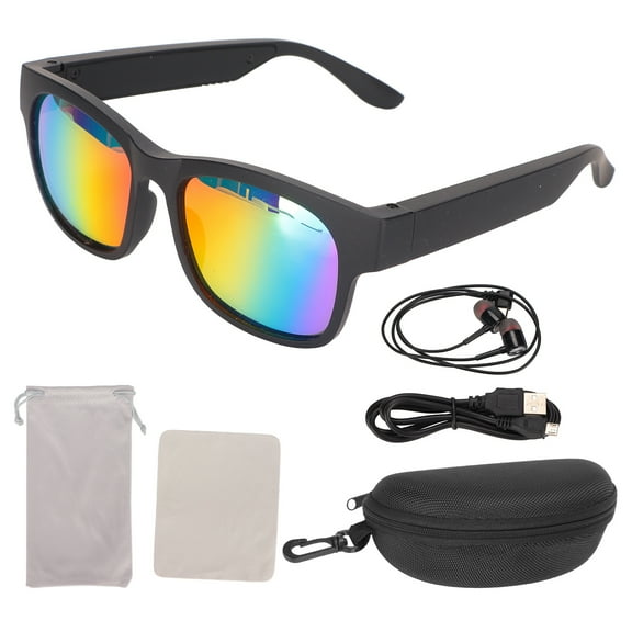 Smart Glasses Stereo Noise Cancelling Wireless Bluetooth Sunglasses with Headphone for Cycling Running Driving FishingColorful