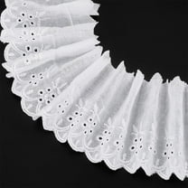 15Yard Eyelet Lace 3-5/8inch Wide White Cotton Eyelet Lace Sewing Trim Wave Shape Cotton Trim for Sewing Floral Embroidered Ribbon for DIY Wedding Bridal Clothes Decoration