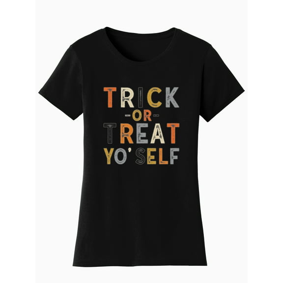 Gravity Trading Womens Halloween Shirt - Trick Or Treat Yo' Self Graphic Tee, Black 3X