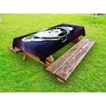 thumbnail image 1 of Outer Space Outdoor Tablecloth, Kitten in Astronaut Hat Looks at Cosmic Rays UFO Universe Celestial Theme, Decorative Washable Fabric Picnic Table Cloth, 58 X 84 Inches,Purple White, by Ambesonne, 1 of 2