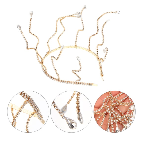ELAYARD Golden Rhinestone Bridal Headband Perfect for Wedding Engagements and Banquets