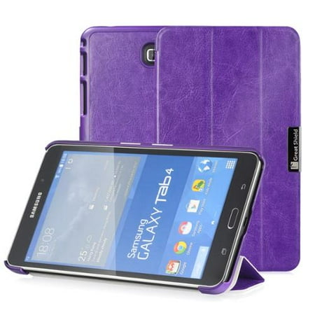 GreatShield-SLEEK-Slim-Hard-Leather-Stand-Case-Folio-Flip-Cover-for-Samsung-Galaxy-Tab-4-7-0-inch-Tablet-Purple-