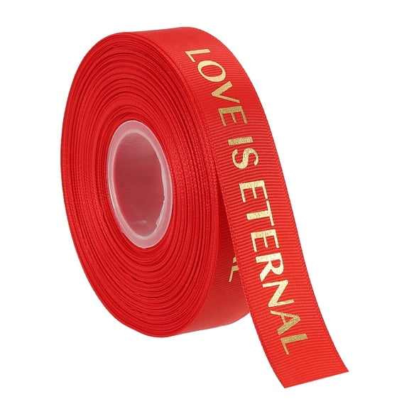 1 Inch 50 Yard Valentine Printed Ribbon Wedding Favor Grosgrain Satin Ribbons Red for Gift Wrapping Bouquet