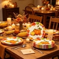 thumbnail image 5 of Qocolcyl 16 Pack Fall Pumpkin Maple Leaf Disposable Paper Plates, 7in Harvest Paper Tableware Set, Disposable Party Supplies for Thanksgiving Halloween Indoor Outdoor Halloween Decorations, 5 of 7