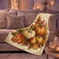 thumbnail image 5 of Pumpkins with Maple Leaves and Berries, Rustic Still Life Style for Fall Lovers, Cozy Parchment Harvest Scene, Flannel Blanket for Living Room and Cabin, Thanksgiving Gift and Harvest Home Decor, 5 of 7