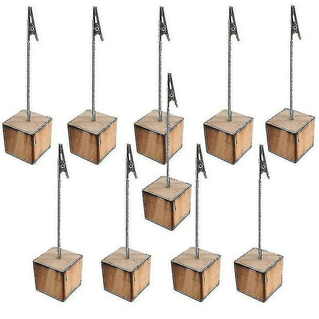 10pcs Wooden Card Holders With Iron Clip