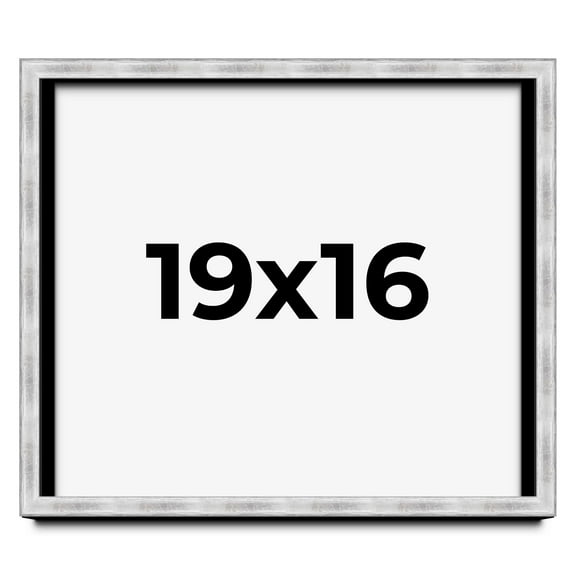 19x16 Frame Brushed Silver Solid Wood Picture Frame | 0.75 Inch Moulding Width | Rabbet Depth 0.75