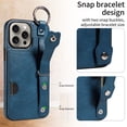 thumbnail image 3 of SaniMore Case for iPhone 13 Pro, PU Leather Durable [Back Card Slots] Wristlet Kickstand Buckle Protective Bumper Cover Shockproof Anti-fall/Anti-scratch for Ladies, Blue, 3 of 11
