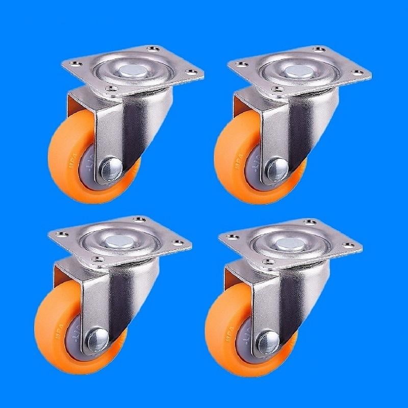 4pcs Nylon All Swivel Caster Wheels Castor for Trolleys, Carts, Sofa, Bed, Orange 32mm, 17kg