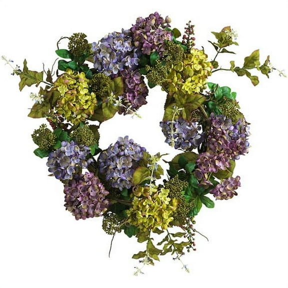 Nearly Natural 24" Hydrangea Wreath in Multi-Color
