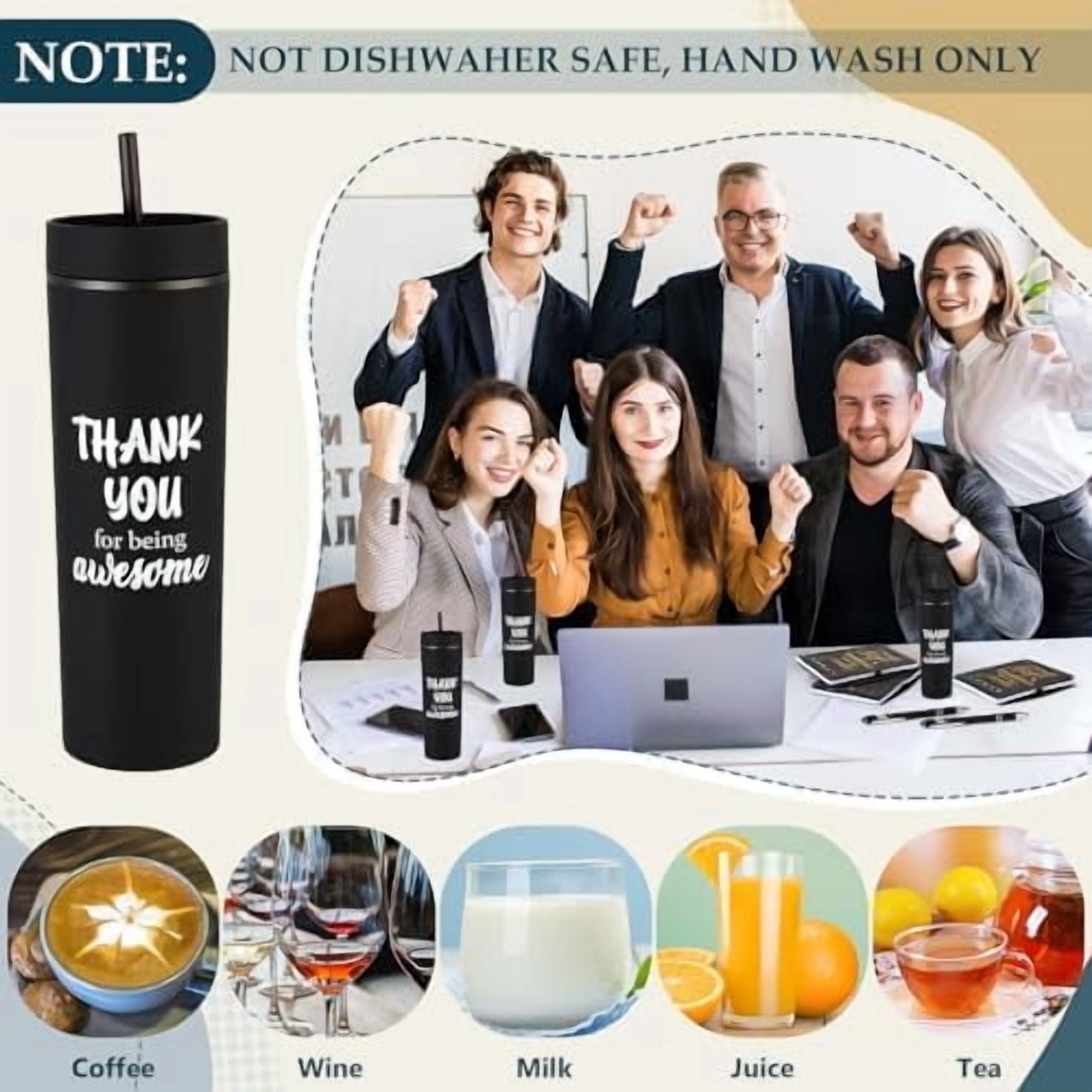 48 Pcs/8 Sets Employee Appreciation Gifts 8 Thank You for Being Awesome Tumblers 8 Inspirational Notebooks 8 Ballpoint Pen 8 Makeup Bags 8 Keychain with 8 Clear Bag for Women Men Coworker