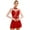 Red, variant on Doomiva Women's Figure Ice Skating Dress Long Sleeve Shiny Rhinestones Roller Skating Dancewear Red L