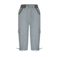 thumbnail image 6 of EaskTriop Women's Cropped Pants Drawstring Hem Capri with Pockets Quick-Dry Elastic High Waist Summer Vacation Utility Lounge Slacks, 6 of 6