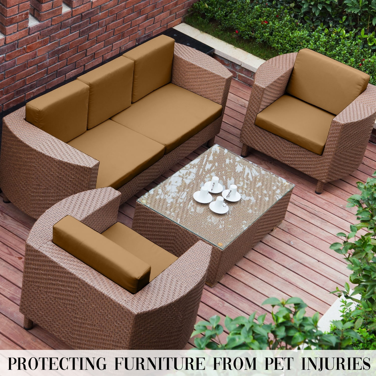 SUKAIKEQA Outdoor Cushion Covers Set,8PCS Patio Furniture Couch Seat Slipcovers, Replacement for Sofa Sectional Chair(Cover，Only)