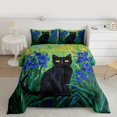 thumbnail image 2 of Manfei Animal Black Cat Bedding Comforter Set 2pcs for Boys Girls,Cartoon Floral Animal Twin Comforter Sets Microfiber,Chic Purple Flowers Breathable Bedding Set,Breathable Home Decor,Reversible, 2 of 8