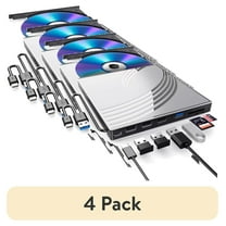 (4 pack) 8 in 1 External CD/DVD Drive for Laptop, USB 3.0 Ultra Slim External CD/DVD Player with 4 USB-A Ports, 1 Type-C Port, 2 TF/SD Card Slots, External CD/DVD Burner Compatible with macOS/Windows/Linux