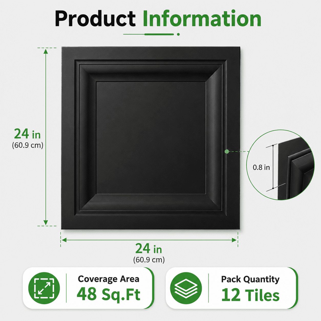 Yeslife 12-Pack Black PVC Drop Ceiling Tiles 2x2 ft, Waterproof Washable Reusable Ceiling Panels for Basement, Home & Office, Covers 48 sq ft