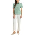 thumbnail image 2 of INSPIRE CHIC Women's Puff Short Sleeve Turn Down Collared Work Office Button Down Shirt XS Green, 2 of 6