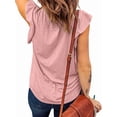 thumbnail image 3 of Blusa Informal de Verano con Volantes y Corta para Mujer, Cuello en V, Elegante, para Oficina, Rosa, XXL, 3 of 7