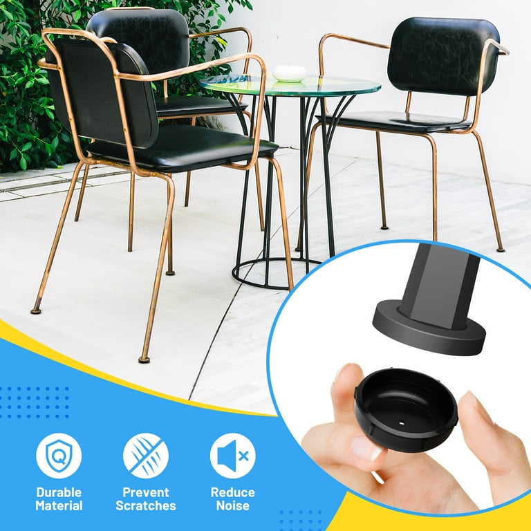 CUTICATE 32x Wrought Iron Patio Furniture Glides 1.5 Outdoor Chair Leg Caps Floor Protectors Easy to Install Round Patio Furniture Sliders for Tables