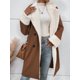 thumbnail image 3 of Abrigos de Invierno de Larga con Solapa Forrada para Mujer, Chaqueta Larga y Cálida con Doble Botonadura, Abrigo de Felpa. Marrón Oscuro S, 3 of 5