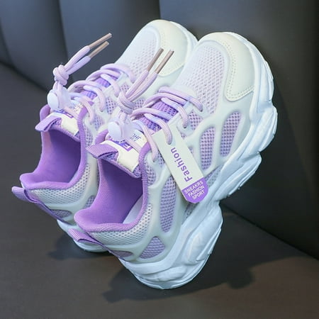 

YOUSNH Fashion All Season Children Boys Girls Sports Shoes Lightweight Non Breathable and Comfortable Kids Shoes Purple 12.5