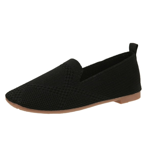 Adult Women Shoes Womens Sandal Size 9 Ladies Fashion Solid Color Breathable Mesh Knitted Flat Comfortable Casual Shoes Female Shoes(Black,8.5)