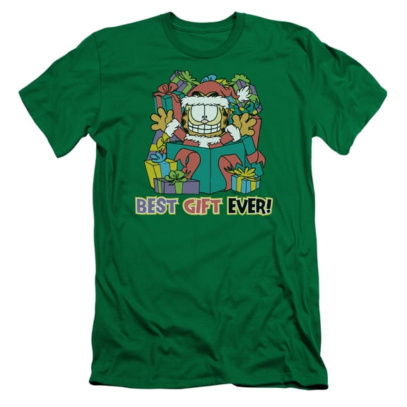 Garfield Best Gift Ever S/S Adult 30/1 T-Shirt Kelly Green