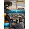thumbnail image 5 of Outdoor Tablecloth with Umbrella Hole for Patio/Picnic/Party/Camping, Light Blue Ocean Waves Waterproof Table Cloth Square Cover Washable, Summer Beach Coastal Abstract (54"x 54"), 5 of 8