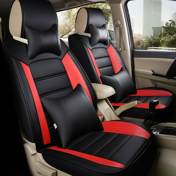 Maidao Car Seat Covers Full Set Leather for Honda for Pilot 2019-2023 7 Seats Three Row Water Resistant Front Rear Cushion Protector Red